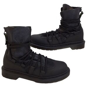 Doc Martens AirWair Zelda Black Leather Zip Combat‎ Boots Women's 8 Lightly worn